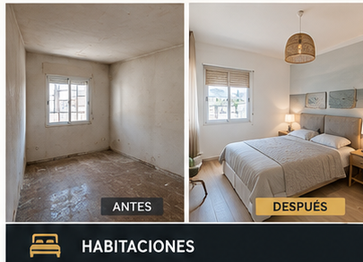 Habitaciones antes y después